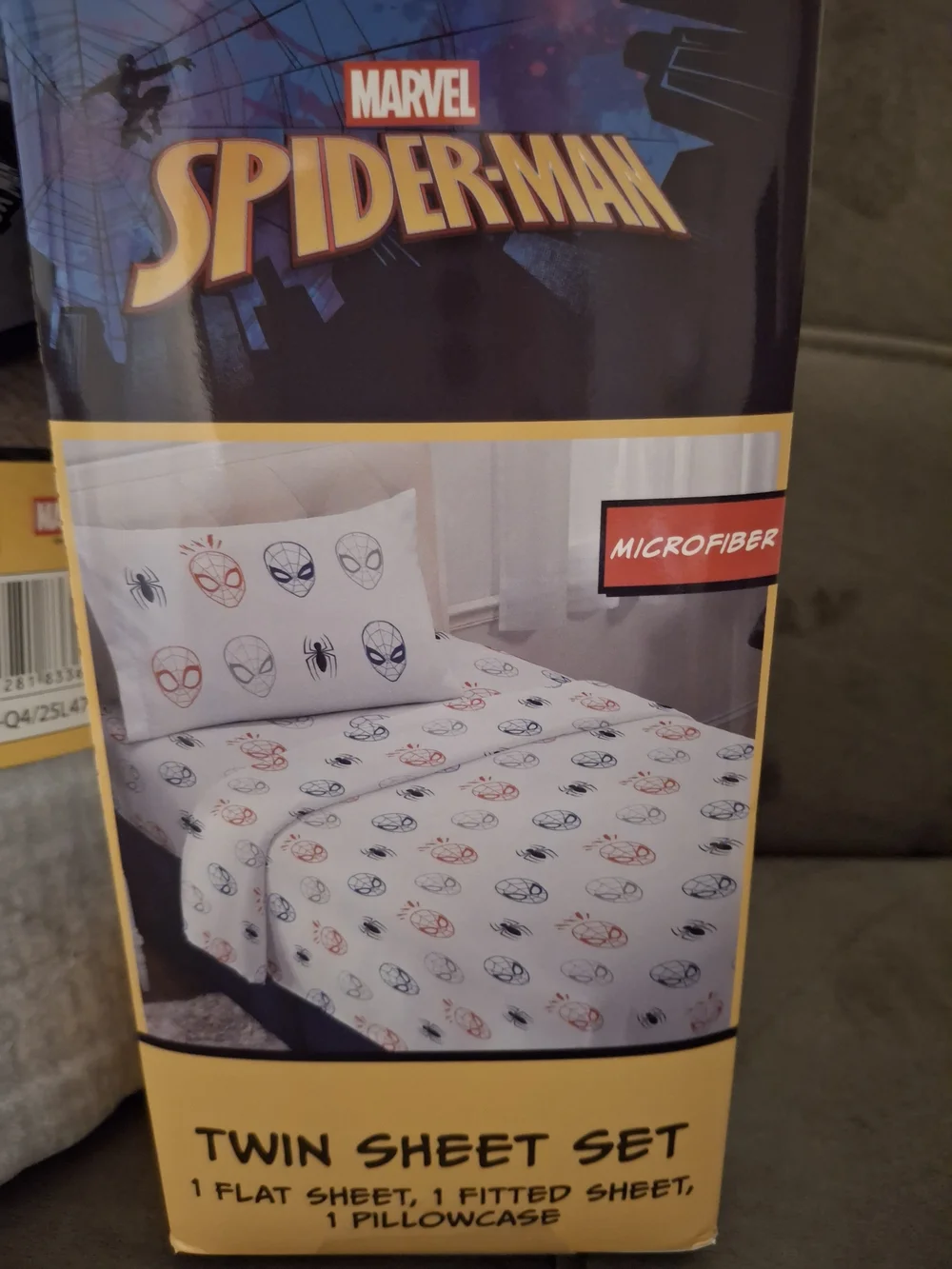 Spiderman Twin Quilt/ Sham & Sheet Set - Gray/Blue